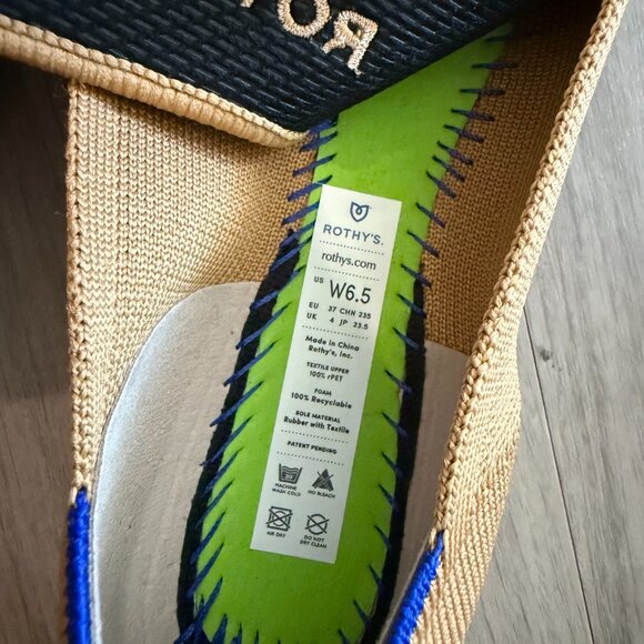 Rothy’s The Point Flats Honey and Black Cap Toe Size 6.5 - Picture 5 of 5